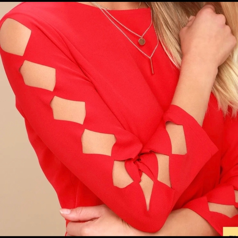 Red Lulus long sleeve cut out dress